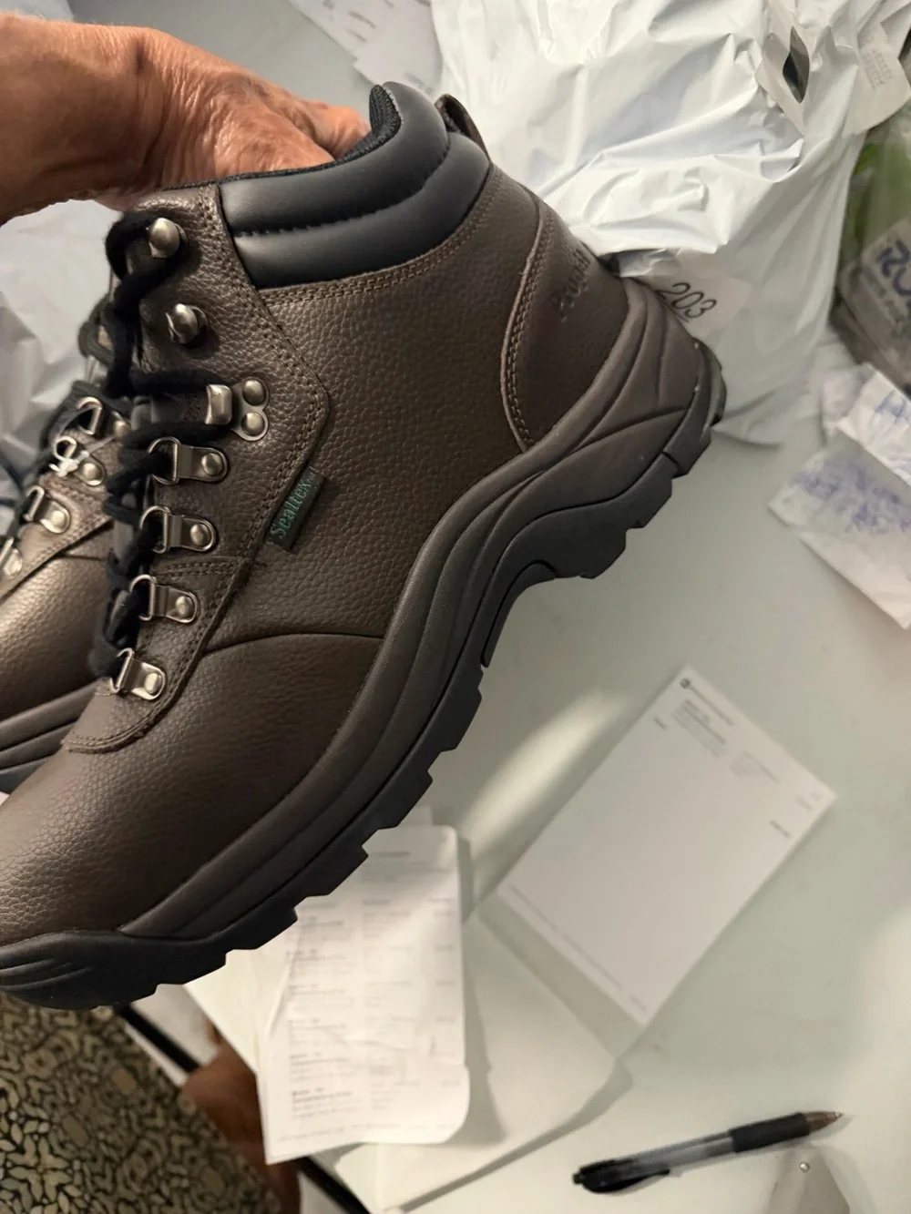 Propet Men's Dark Brown Leather Hiking Boots size 11 1/2 men’s extra wide ortho